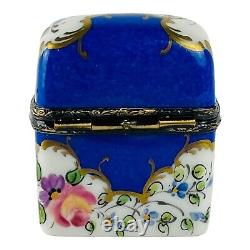 Rochard Limoges Peint Main Trinket Box with Miniature Perfume Bottles Signed VTG