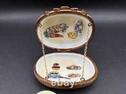 Rochard Limoges Picnic For 2 Plates Silverware Trinkets Porcelain Trinket Box