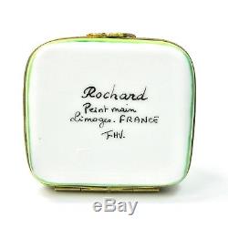 Rochard Limoges Porcelain Hinged Beach House Villa Hand Painted Trinket Box