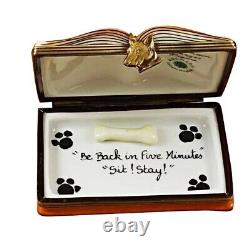 Rochard Limoges Porcelain Peint Main Trinket Box Veterinarian Vet Book BNIB