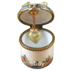 Rochard Limoges Roses WithGold Heart French Porcelain Tabatieres (Trinket Box)