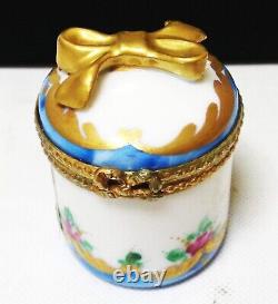 Rochard Limoges Roses WithGold Heart French Porcelain Tabatieres (Trinket Box)