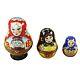 Rochard Limoges Russian Dolls Nesting With Red Scarf Trinket Box