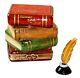 Rochard Limoges Shakespeare Stack Of Books With Inkwell Porcelain Trinket Box