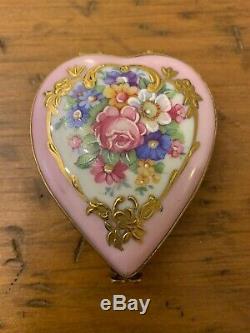 Rochard Limoges Studio Collection Heart Trinket Box Painting Inside