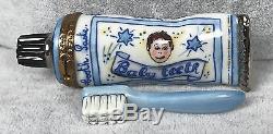 Rochard Limoges Trinket Box Baby Teeth Boy Toothpaste Brush Hand Painted 476