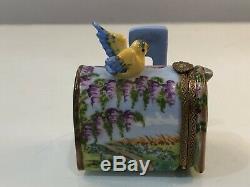 Rochard Limoges Trinket Box Mailbox withLetter Inside Bird Grapes Original Box
