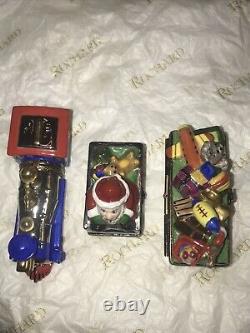 Rochard Limoges Trinket Box Peint Main 3 piece Christmas Train with Santa & toys