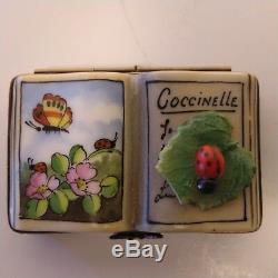 Rochard Limoges Trinket box Book Kingdom of Insects with ladybug on leaf