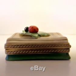 Rochard Limoges Trinket box Book Kingdom of Insects with ladybug on leaf