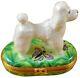 Rochard Limoges White Poodle Porcelain Trinket Box 2x2x3