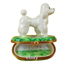 Rochard Limoges White Poodle Porcelain Trinket Box 2x2x3