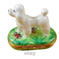 Rochard Limoges White Poodle Porcelain Trinket Box 2x2x3