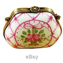 Rochard Maroon Floral Handbag Limoges Box- (RETIRED)