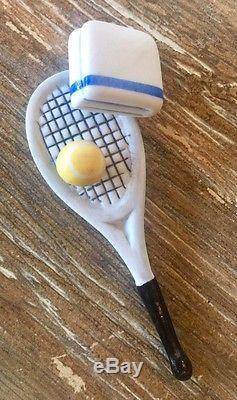 Rochard Oblong Tennis Motif Limoges Trinket Box With Towel, Ball, & Racket