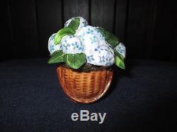 Rochard Peint main Limoges France Trinket Box Hydrangea Flowers In A Oak Basket