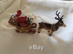 Rochard Santa in Sleigh with Reindeer Limoges Box