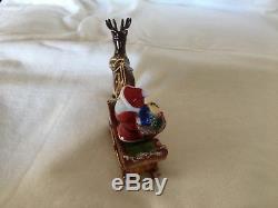 Rochard Santa in Sleigh with Reindeer Limoges Box