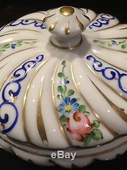 Sèvres authentic hand signed powder trinket box and hand painted made in France