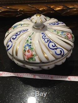 Sèvres authentic hand signed powder trinket box and hand painted made in France