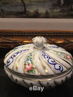 Sèvres authentic hand signed powder trinket box and hand painted made in France