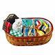Sewing Basket With Cat France Limoges Boxes Snuff Trinket Box New French