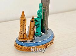 SINCLAIR LIMOGES TWIN TOWERS 911 NYC Skyline World Trade Center Limoges Box