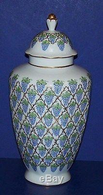 Stunning Rare Limoges France Peint Main St Pierre Hand Painted Jar Grapes Gold