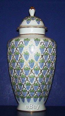 Stunning Rare Limoges France Peint Main St Pierre Hand Painted Jar Grapes Gold