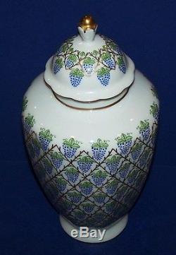 Stunning Rare Limoges France Peint Main St Pierre Hand Painted Jar Grapes Gold