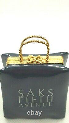 Saks Fifth Avenue Bag with Gold Card Limoges Box Retired