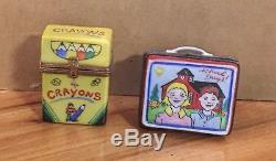 School Days Limoges Boxes-2 Box of Crayons and Lunchbox-Great Grad Gift