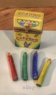 School Days Limoges Boxes-2 Box of Crayons and Lunchbox-Great Grad Gift