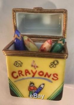 School Days Limoges Boxes-2 Box of Crayons and Lunchbox-Great Grad Gift