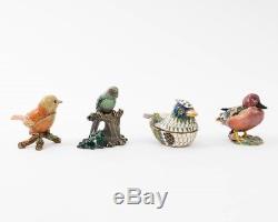 Set of 10 Jeweled Enamel Animal Trinket Boxes Bird Fish Zebra Frog Egg Crab Duck