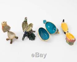 Set of 10 Jeweled Enamel Animal Trinket Boxes Bird Fish Zebra Frog Egg Crab Duck