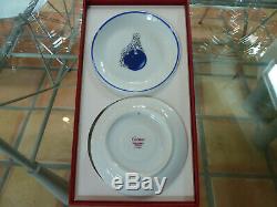 Set of 3 CARTIER Limoges'Panther on Blue Ball' Porcelain Trinket Dish Trays