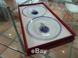 Set of 3 CARTIER Limoges'Panther on Blue Ball' Porcelain Trinket Dish Trays