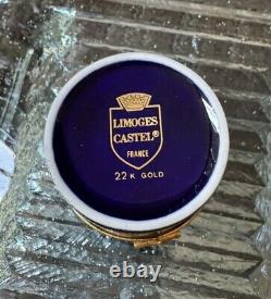 Set of Limoges Castel France Trinket Jewelry Box's Figural Cobalt Blue 22K Gold