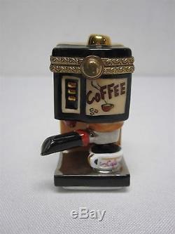 Signed Ls La Seynie Limoges France Coffee Espresso Machine Trinket Box