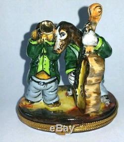 Sinclair Hand Painted Limoges Jazzy Dogs Playing Music Trinket Box