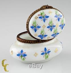 Small Limoges Peint Main Porcelain Honey Pot Ink Well Trinket Box