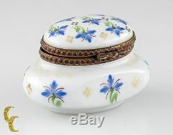 Small Limoges Peint Main Porcelain Honey Pot Ink Well Trinket Box