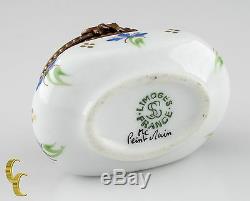 Small Limoges Peint Main Porcelain Honey Pot Ink Well Trinket Box