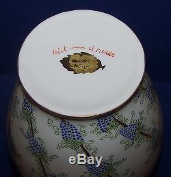 Stunning Rare Limoges France Peint Main St Pierre Hand Painted Vase Grapes Gold
