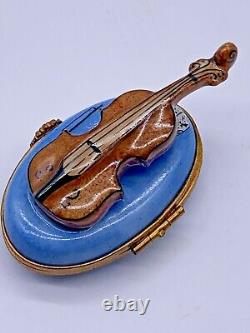 Superb Eximious Limoges France Violin On Box Trinket Box