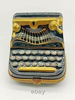 Superb Rochard Limoges France Typewriter Gold & Black Trinket Box