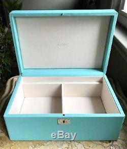 TIFFANY & CO JEWELRY BOX CASE Retired Blue Leather Large 12'X8X5 $1,475 Retail