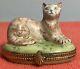 Tiffany & Co. Limoges France Cat Trinket Box Peint Main Hand Painted