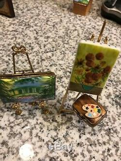 TWO. EASEL & Paints. Trinket Boxes. EXC. Rochard & Limoges